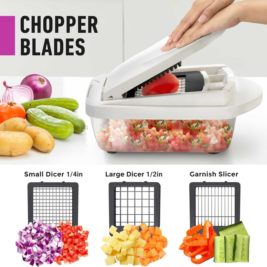 10-in-1 Vegetable Chopper with 8 Blades