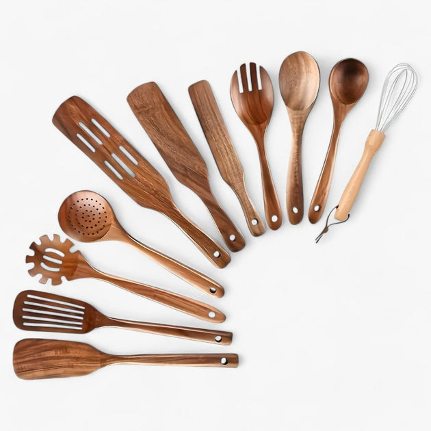 11-Piece Wooden Kitchen Utensil Set