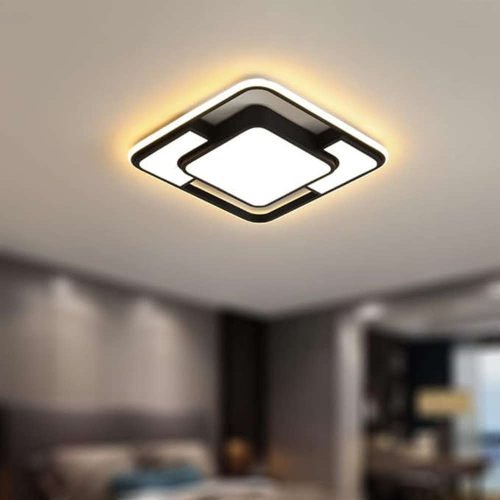 Geometric LED Ceiling Light – in a room setting