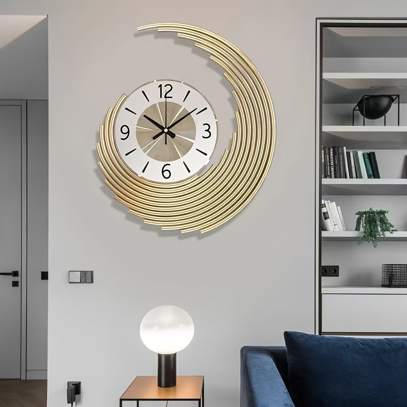 Crescent 3D Metal Wall Clock – in a room setting