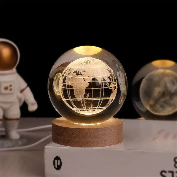 3D Engraved Crystal Ball Night Light – Earth