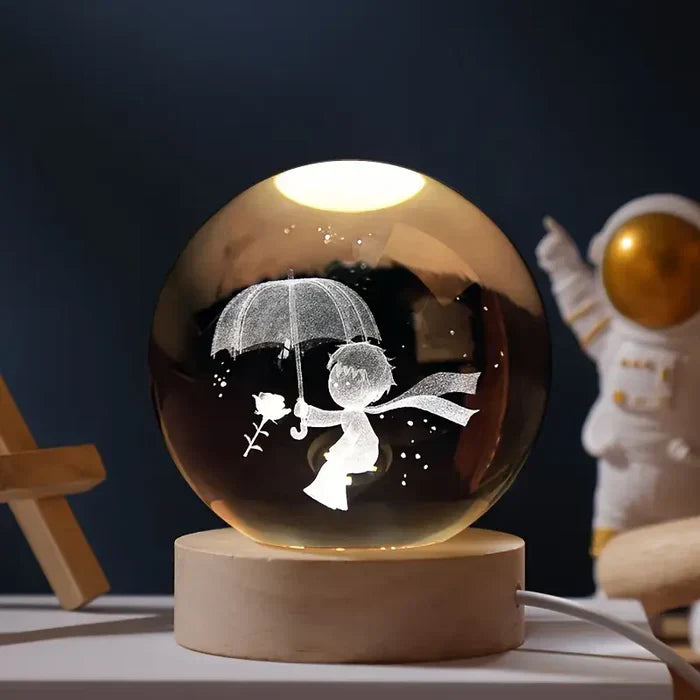 3D Engraved Crystal Ball Night Light – Umbrella