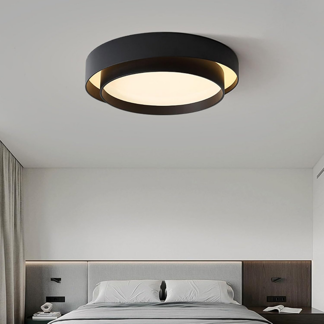 Round Iron LED Ceiling Light in Black