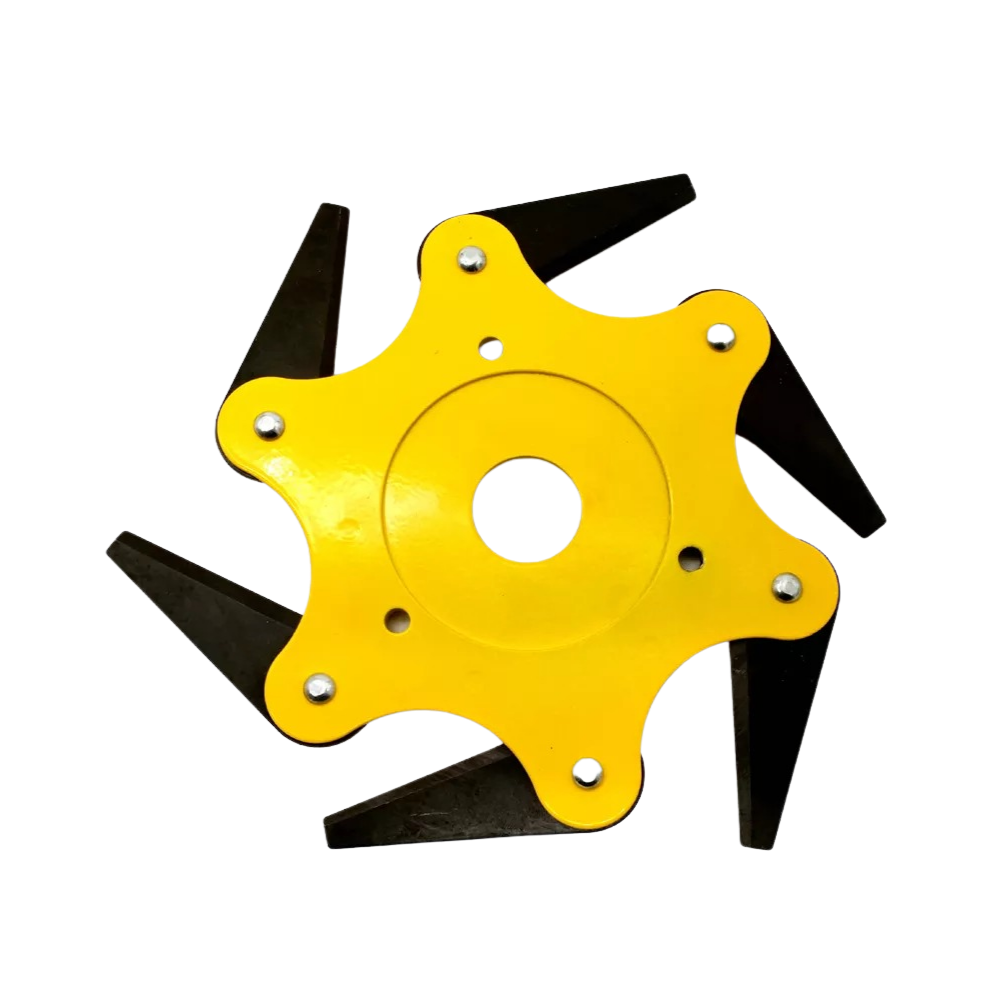 6-Blade Steel Brush Cutter Head in Yellow