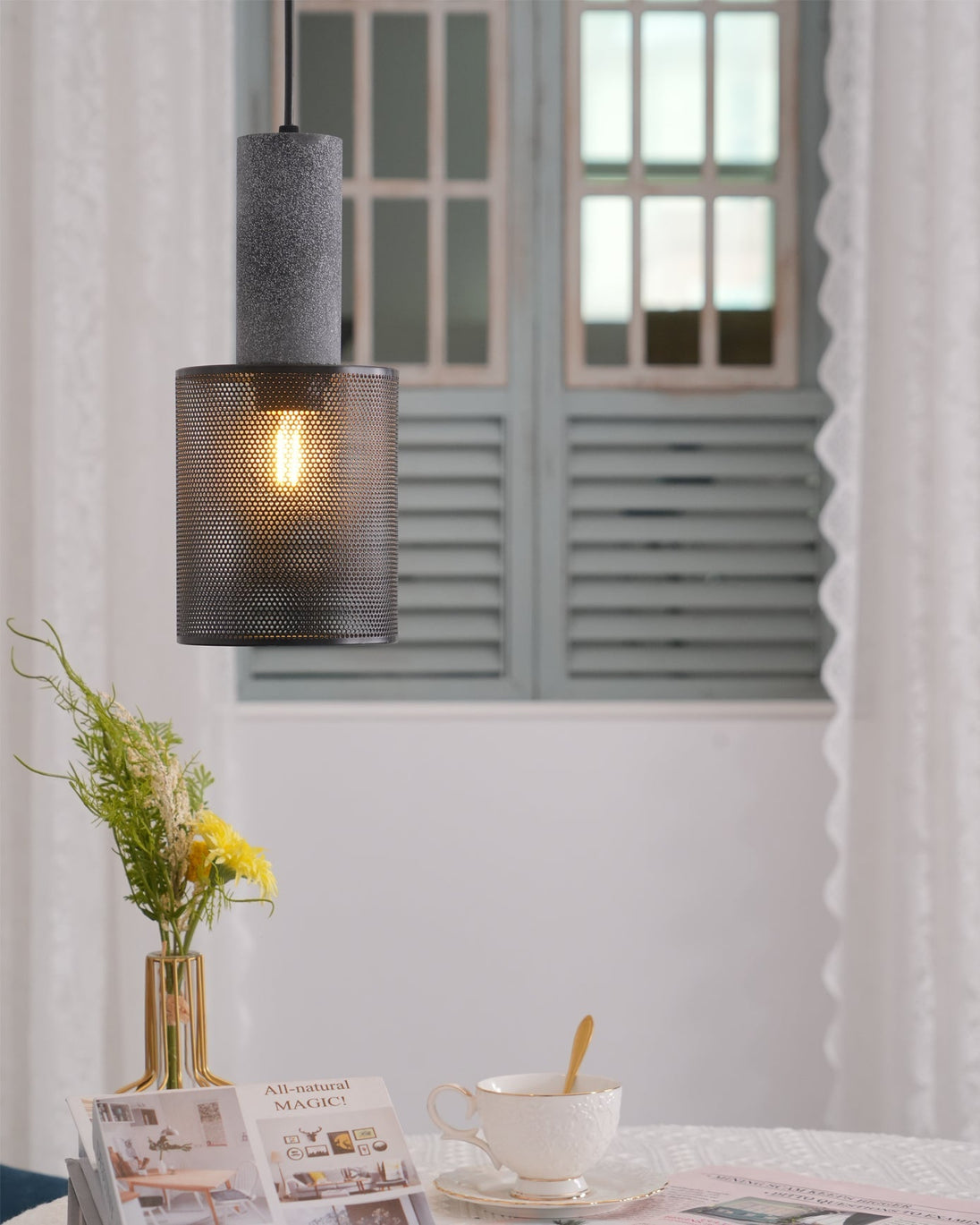 Concrete Pendant Light – styled view 36