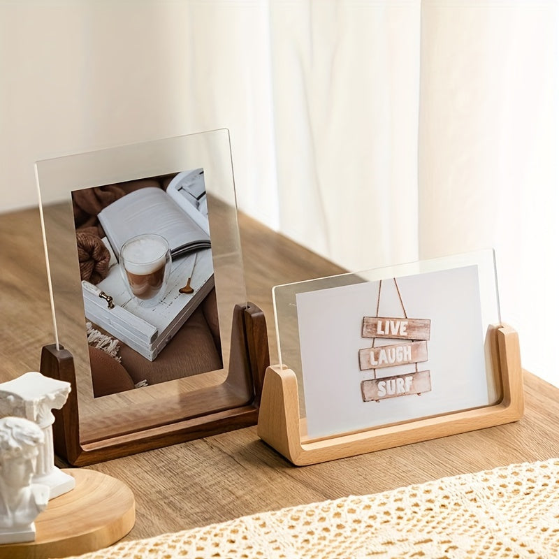 Acrylic & Wood U-Frame Photo Holder – in a room setting