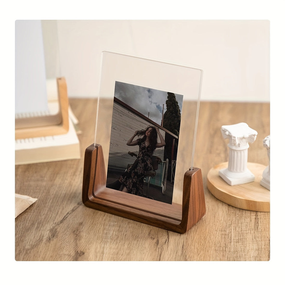 Acrylic & Wood U-Frame Photo Holder – Vertical – product photo