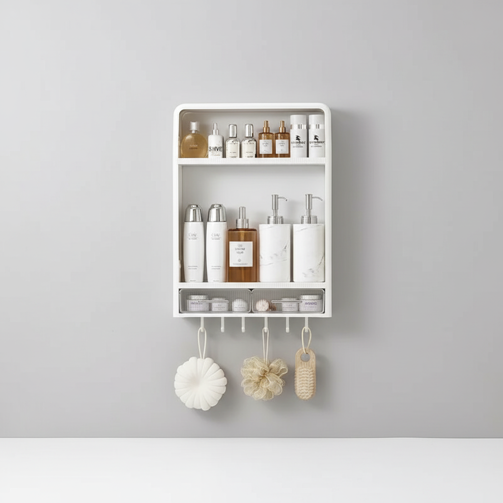 Adhesive Wall-Mounted Bathroom Shelf