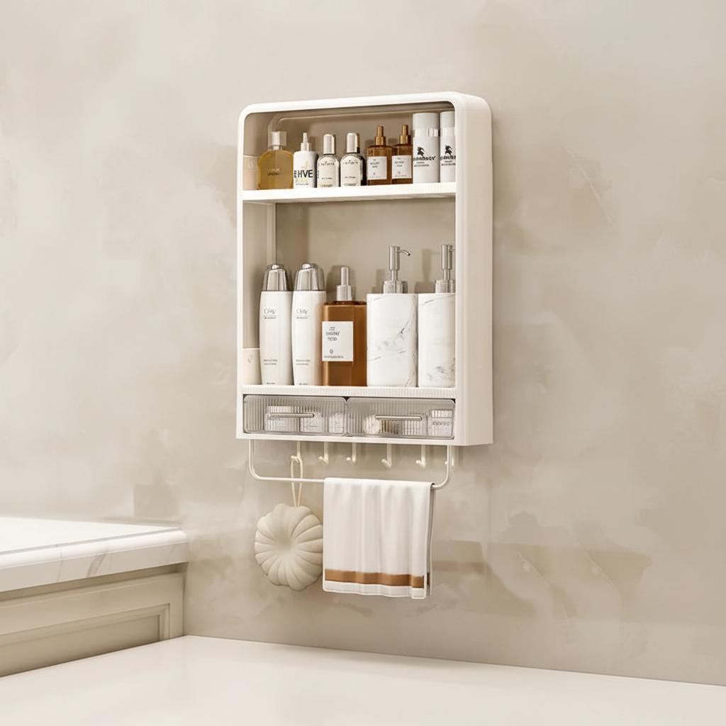 Adhesive Wall-Mounted Bathroom Shelf