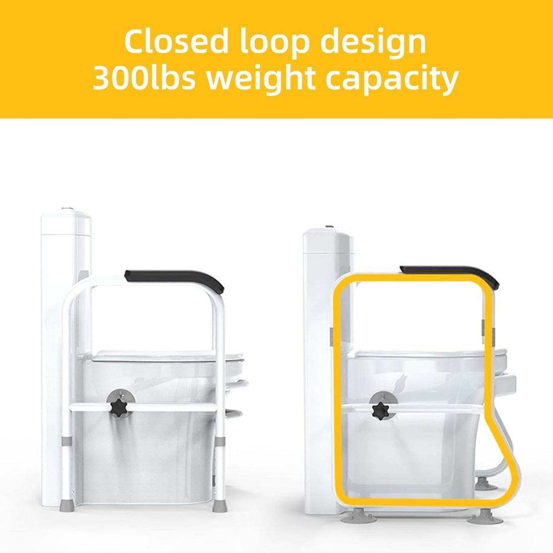 Adjustable Toilet Safety Frame with Rails