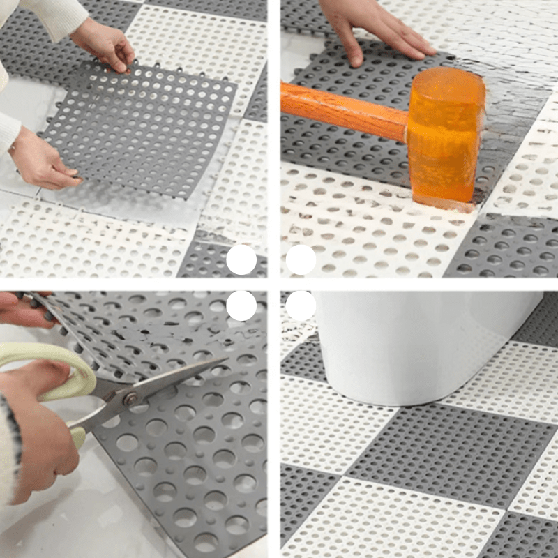 Anti-Slip Rubber Shower Mat Tiles in grey