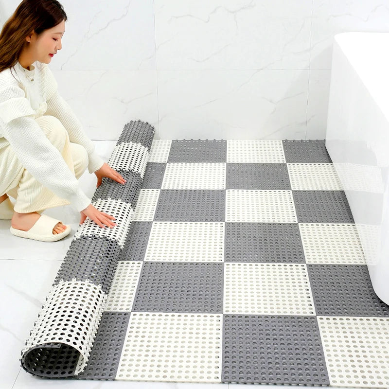 Anti-Slip Rubber Shower Mat Tiles in grey