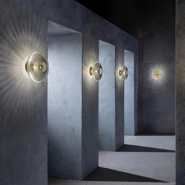 Ribbed Glass Disc Wall Sconce – product photo