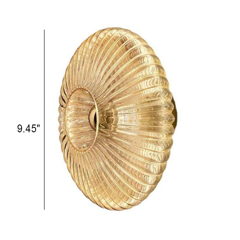 Ribbed Glass Disc Wall Sconce – close-up