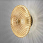 Ribbed Glass Disc Wall Sconce in Cognac