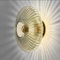 Ribbed Glass Disc Wall Sconce in Smoke Grey
