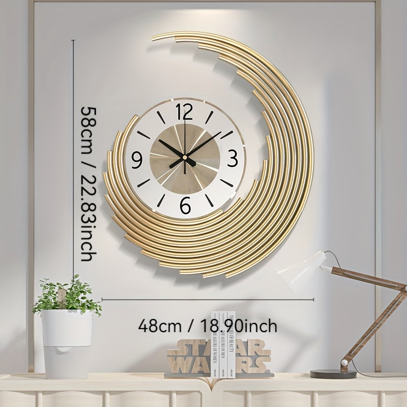Crescent 3D Metal Wall Clock – styled view