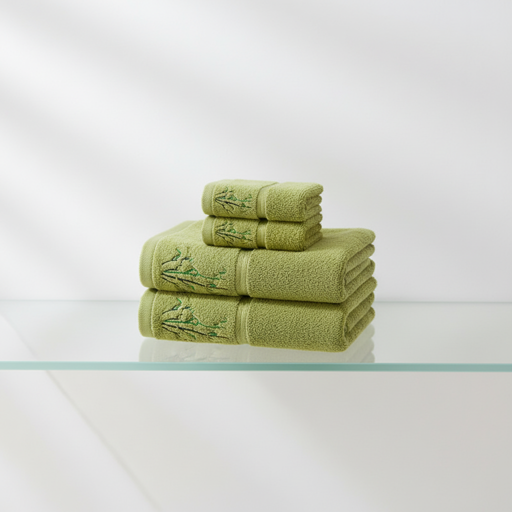 Bamboo Fibre Towel Set in Green