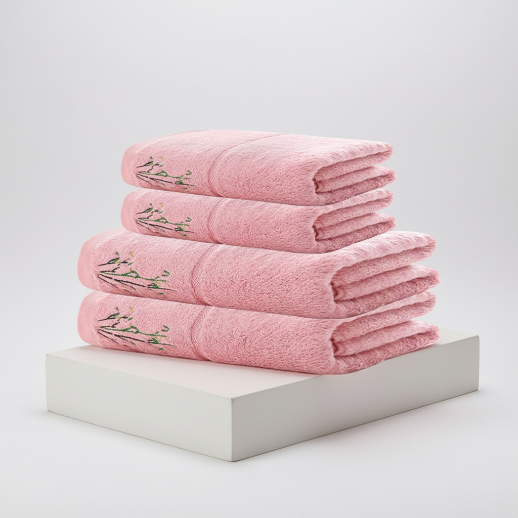Bamboo Fibre Towel Set in Pink