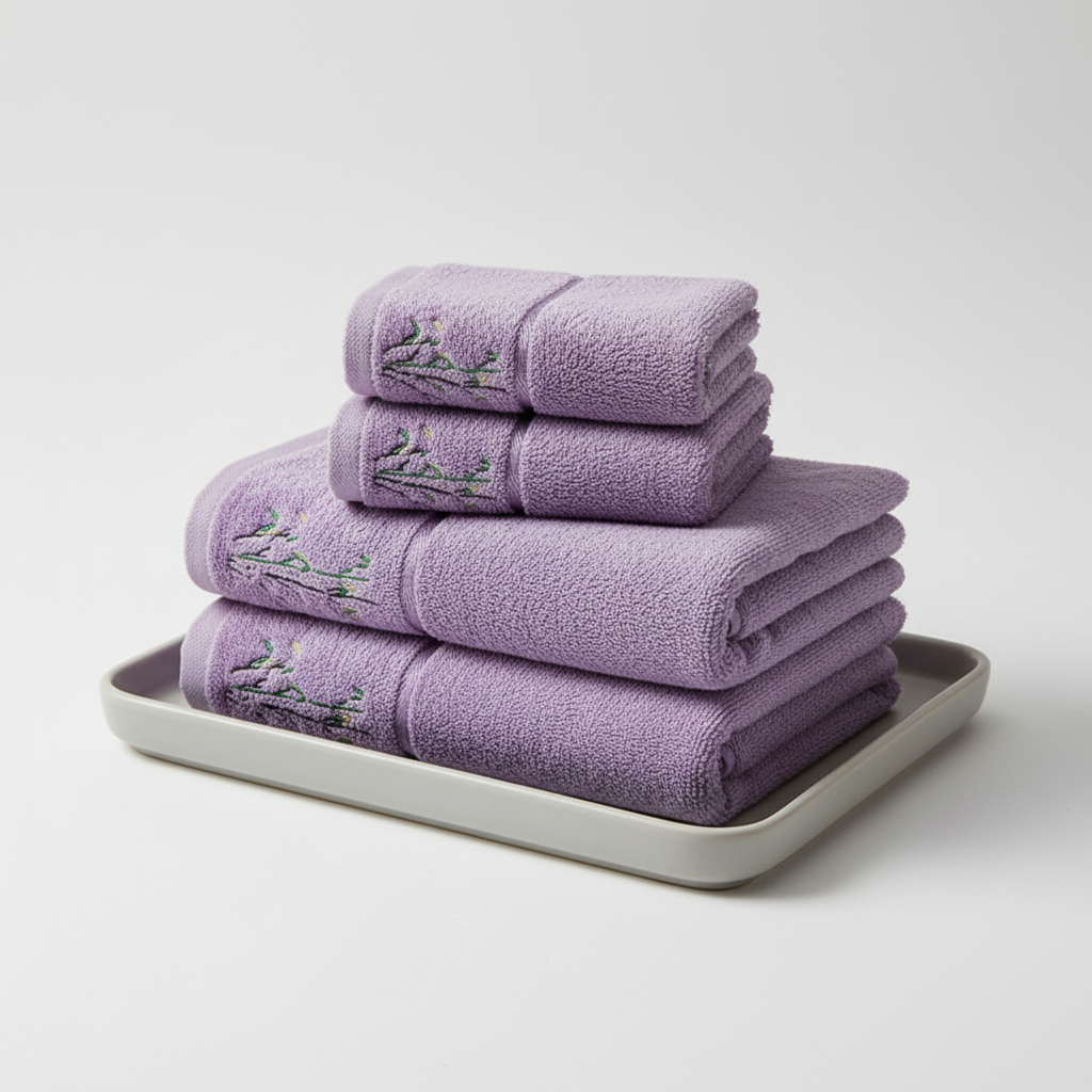 Bamboo Fibre Towel Set in Purple