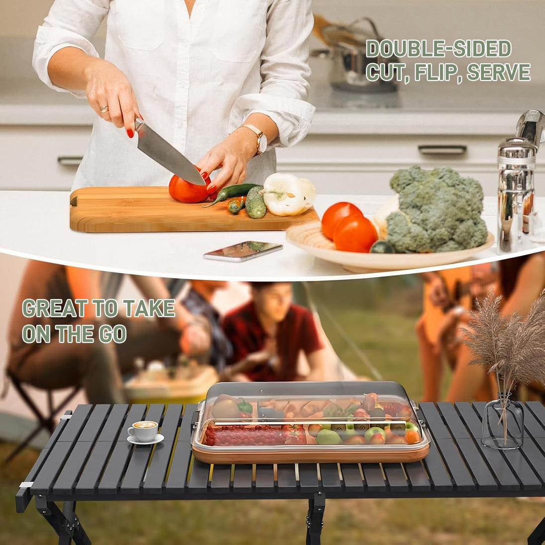 Bamboo Serving Board with Locking Lid
