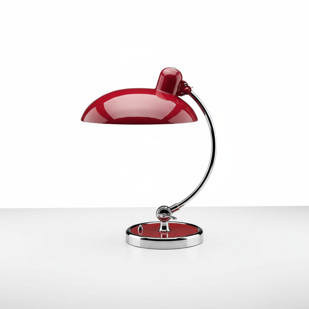 Bauhaus Arc Table Lamp in Red