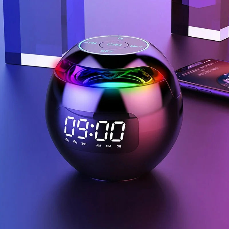 Bluetooth Speaker Alarm Clock with Night Light in Black