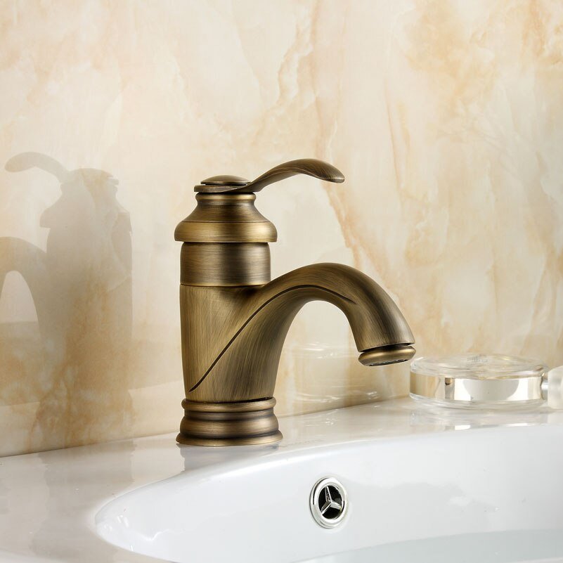 Brass Basin Mixer Tap in antique brass