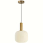 Brass & Striped Glass Ceiling Light in White