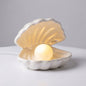 Ceramic Shell Table Lamp with Pearl Light in White