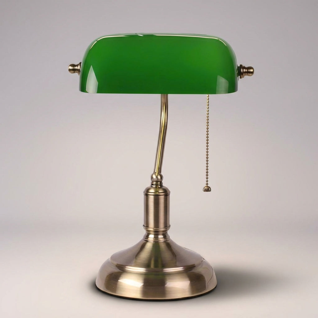 Classic Glass Banker Table Lamp