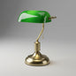Classic Glass Banker Table Lamp in Dark Green