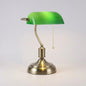 Classic Glass Banker Table Lamp in Green