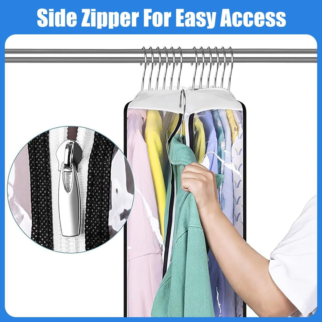 Clear Garment Covers with Side Zip, 6-Pack
