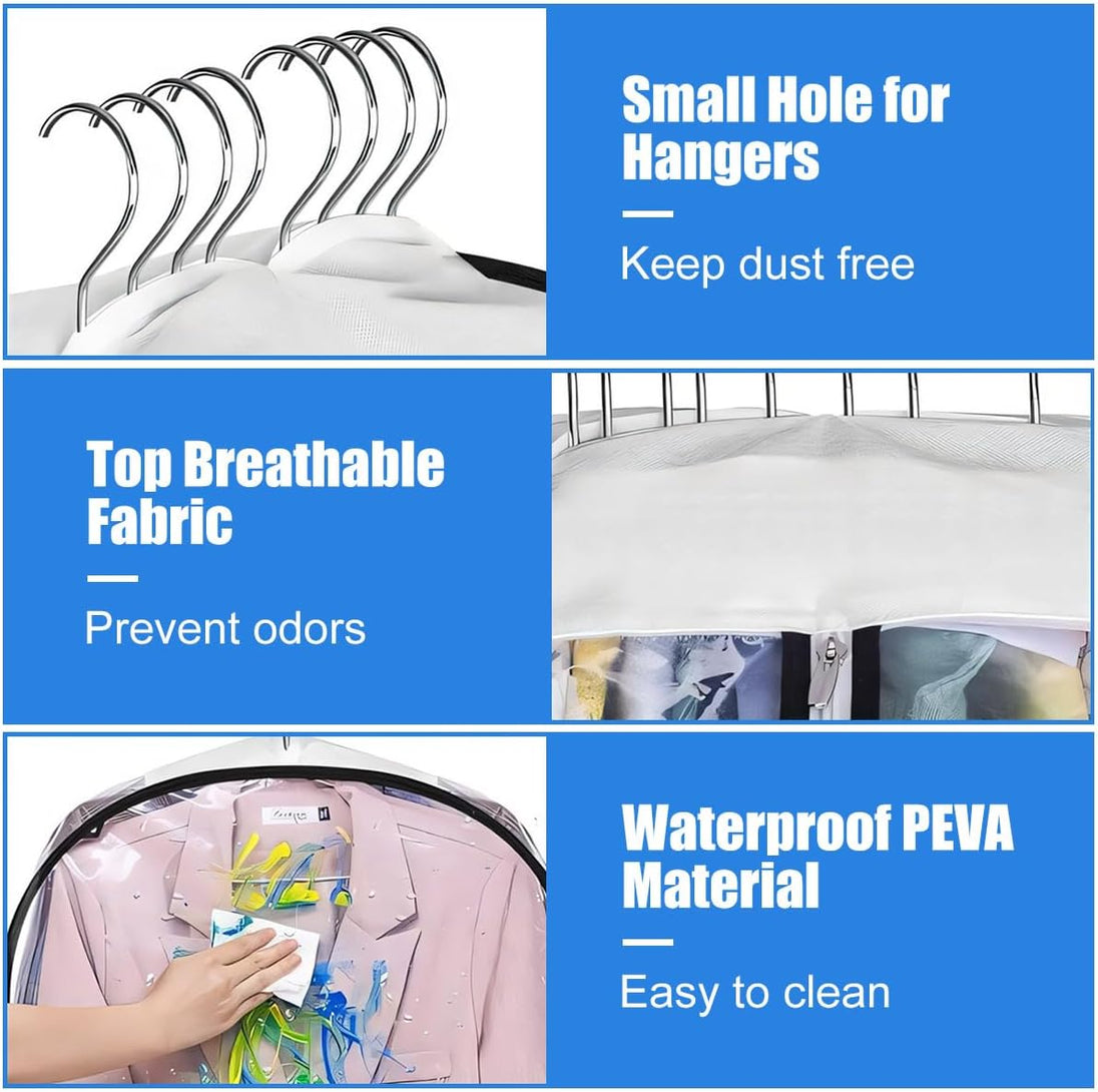 Clear Garment Covers with Side Zip, 6-Pack