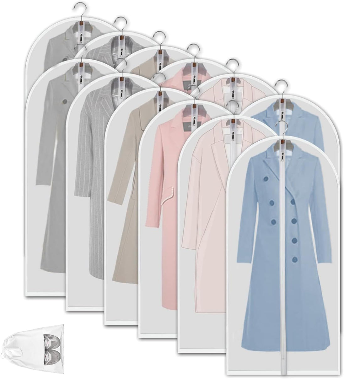 Clear Garment Storage Bags, 12-Pack
