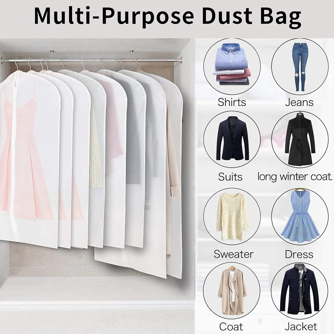 Clear Garment Storage Bags, 12-Pack