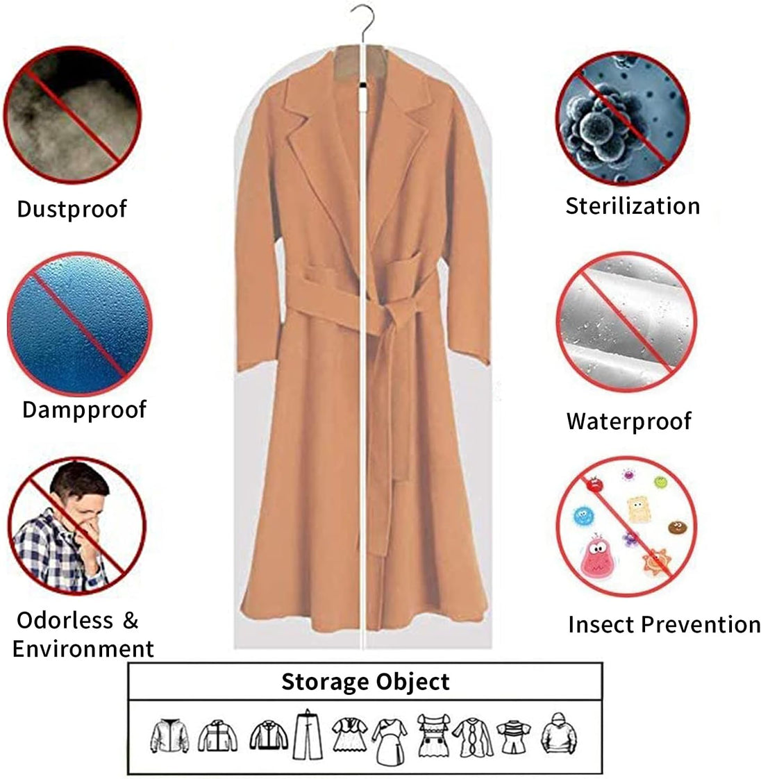 Clear Garment Storage Bags, 12-Pack