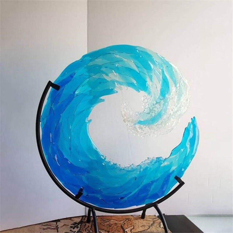 Clear Glass Ocean Wave Sculpture