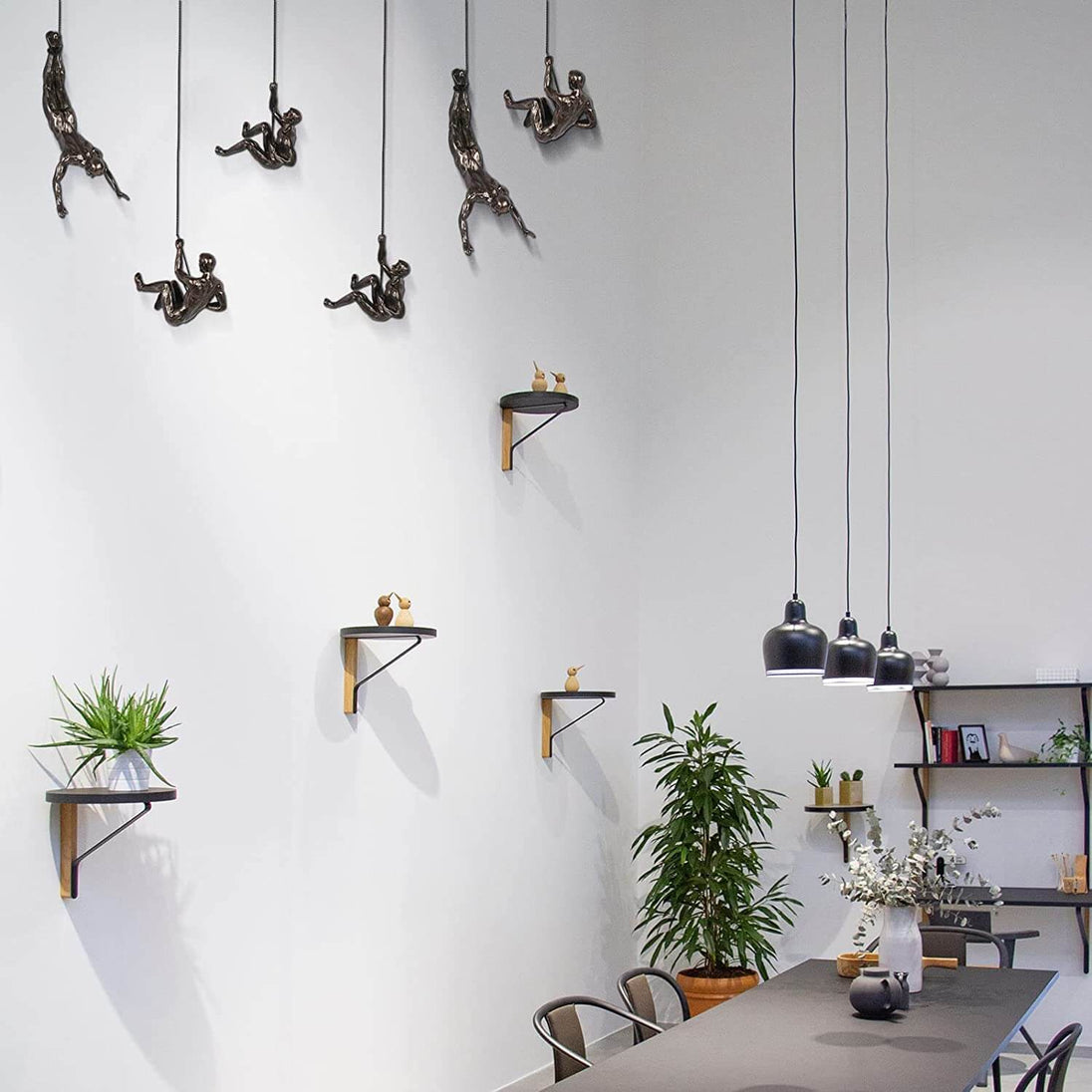 Climber Wall Sculpture, falling climber