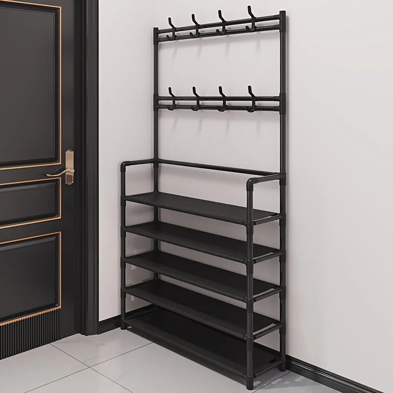 Coat Rack with Shoe Storage Shelves