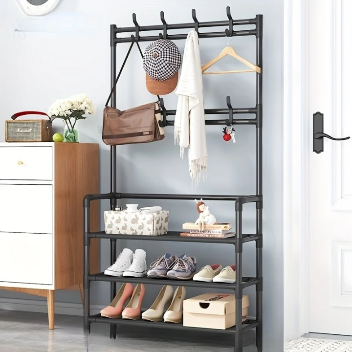 Coat Rack with Shoe Storage Shelves