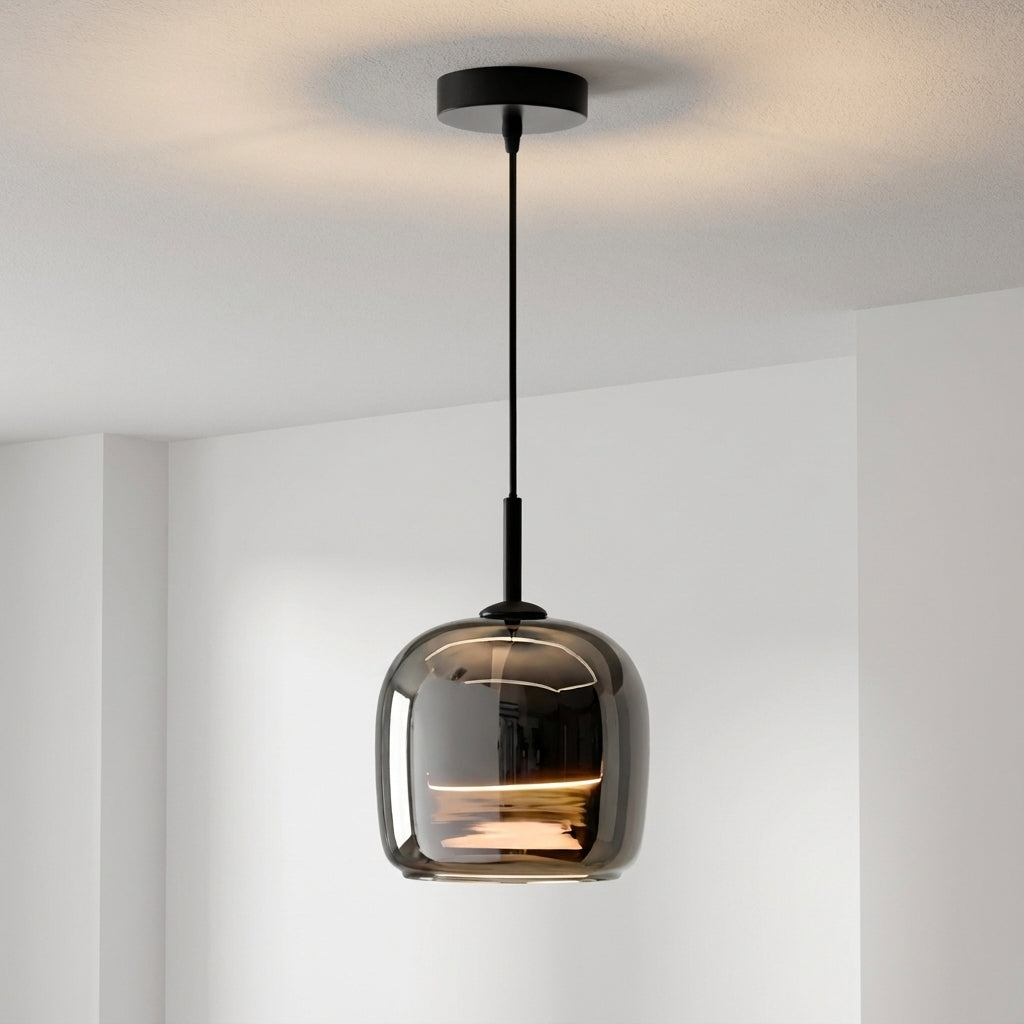 Compact Tinted Glass Pendant Light