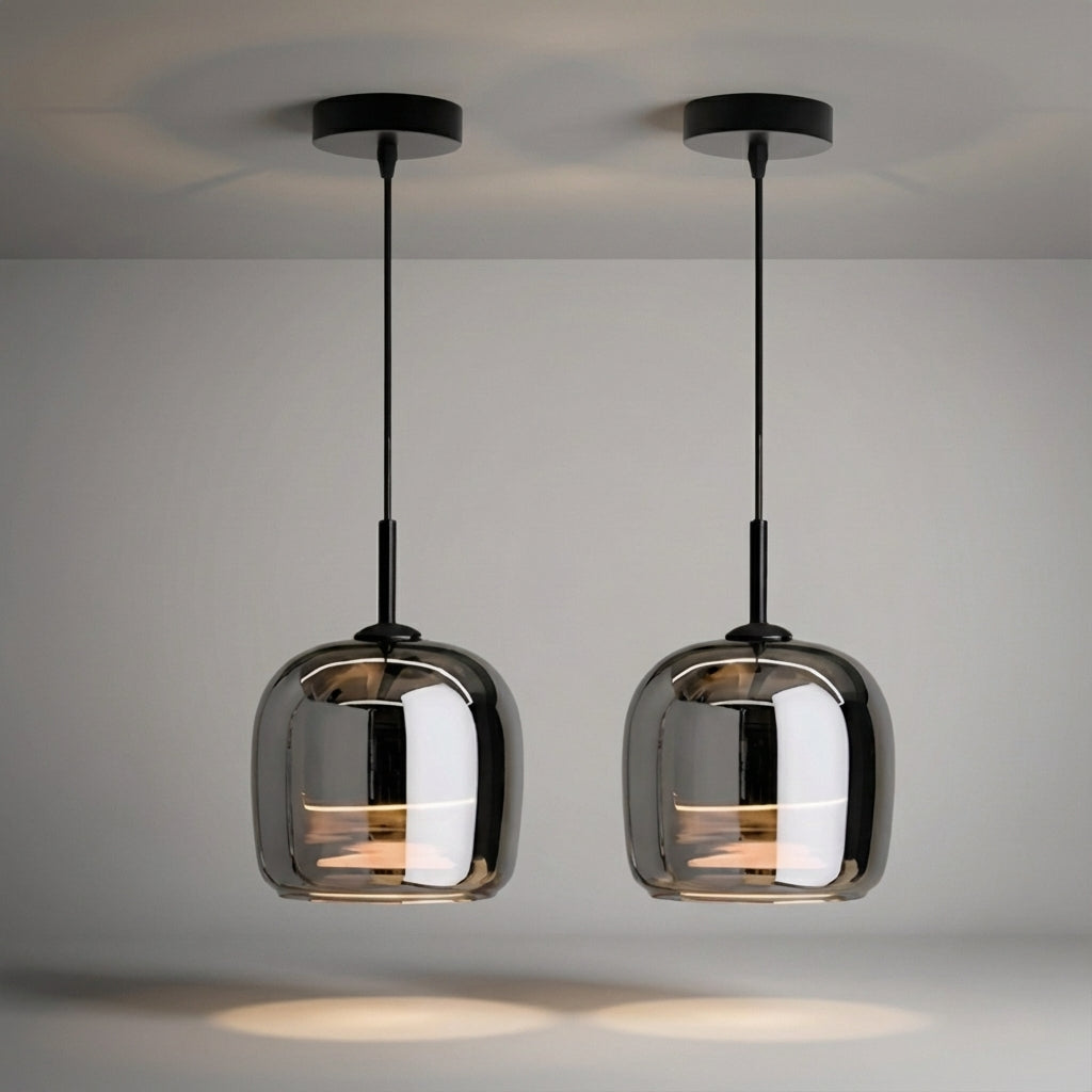 Compact Tinted Glass Pendant Light