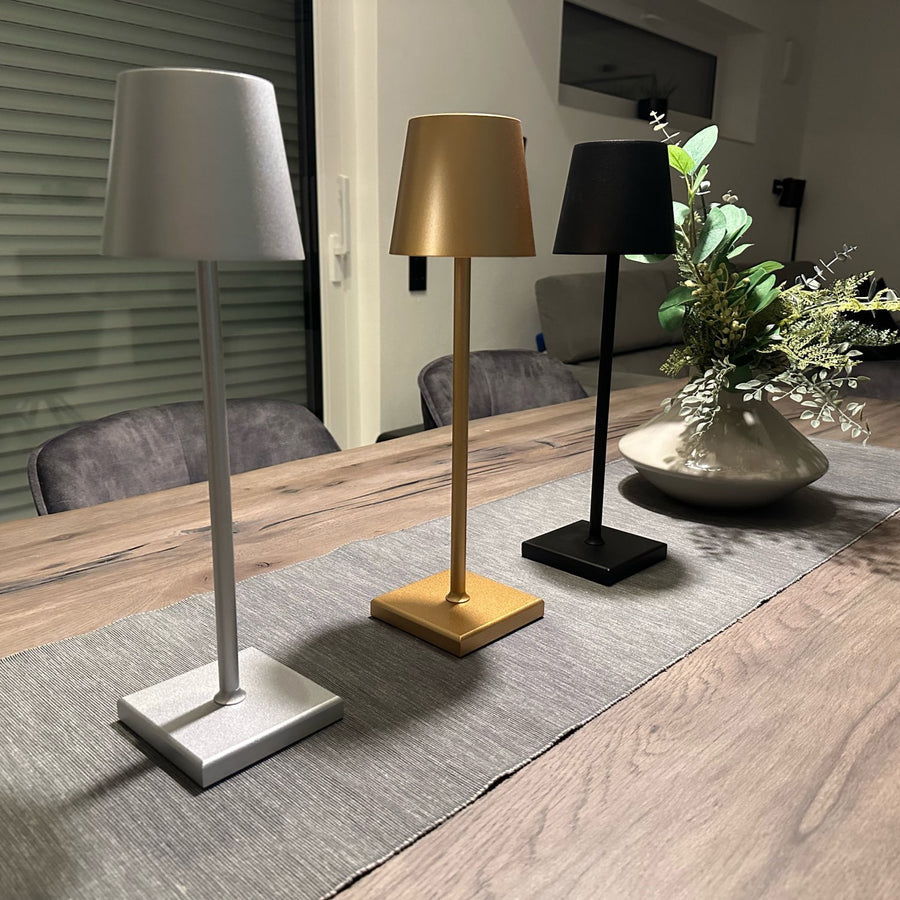 Cordless Aluminium Table Lamp, 28-Hour Battery