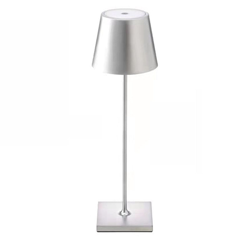 Cordless Aluminium Table Lamp, 28-Hour Battery in Silver