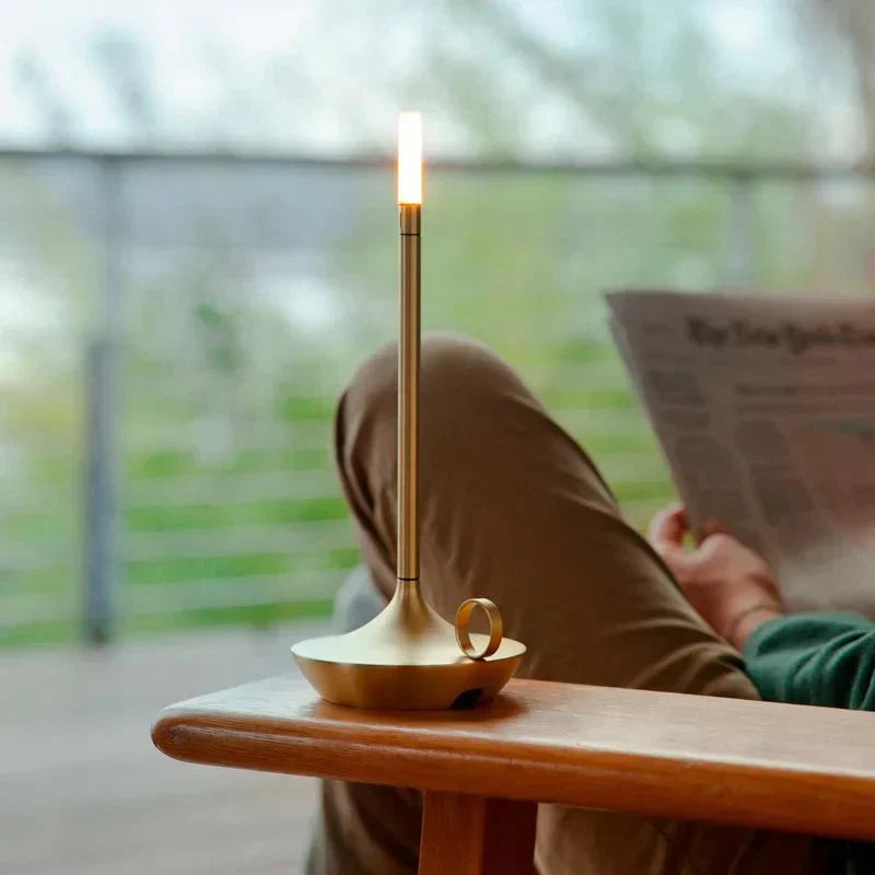 Cordless Dimmable Mushroom Table Lamp in Gold