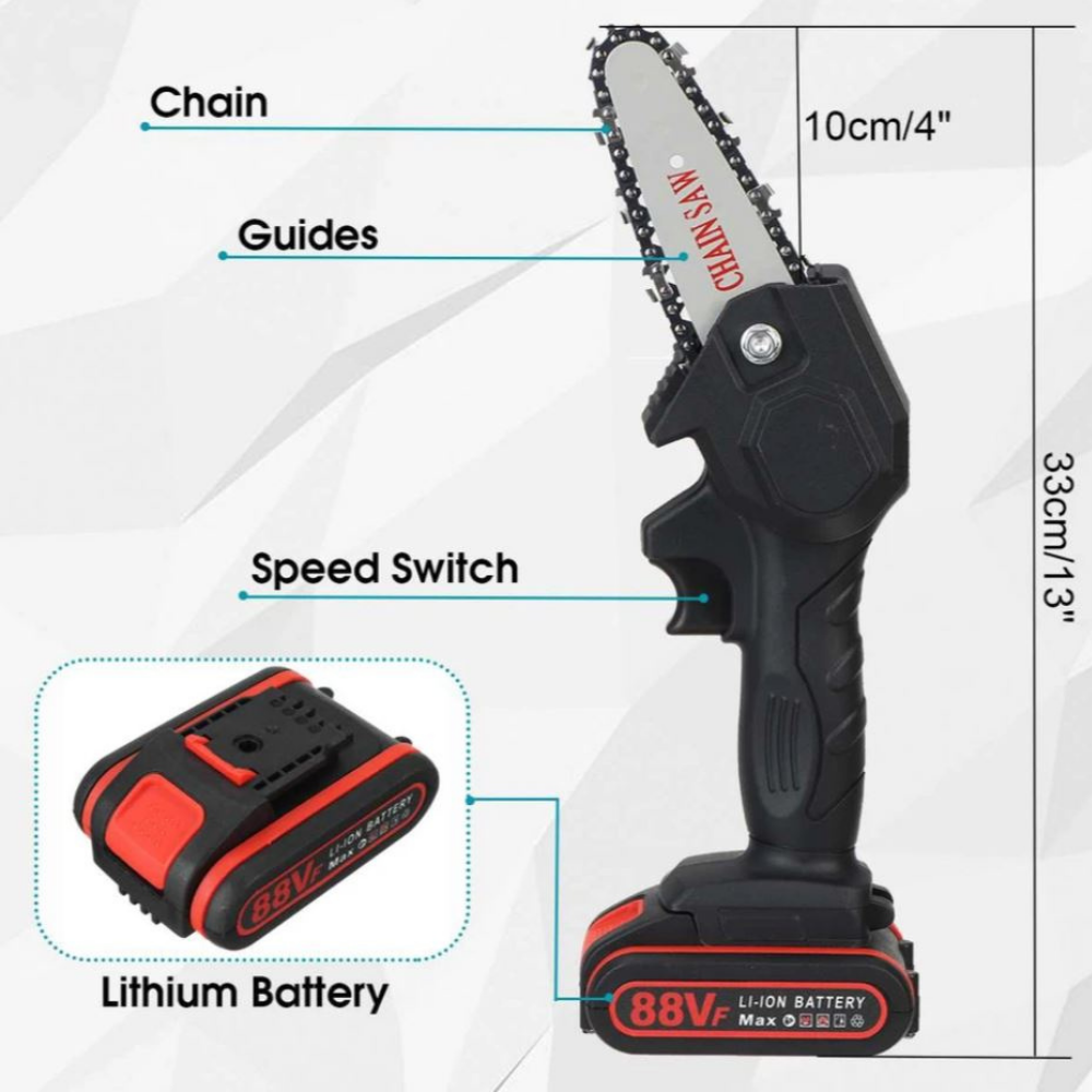 Cordless Mini Chainsaw with Two Batteries