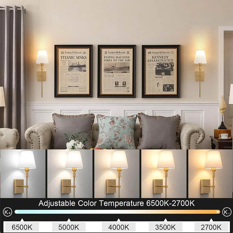 Cordless Fabric Shade Wall Light – size overview