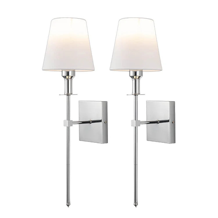 Cordless Fabric Shade Wall Light in Silver